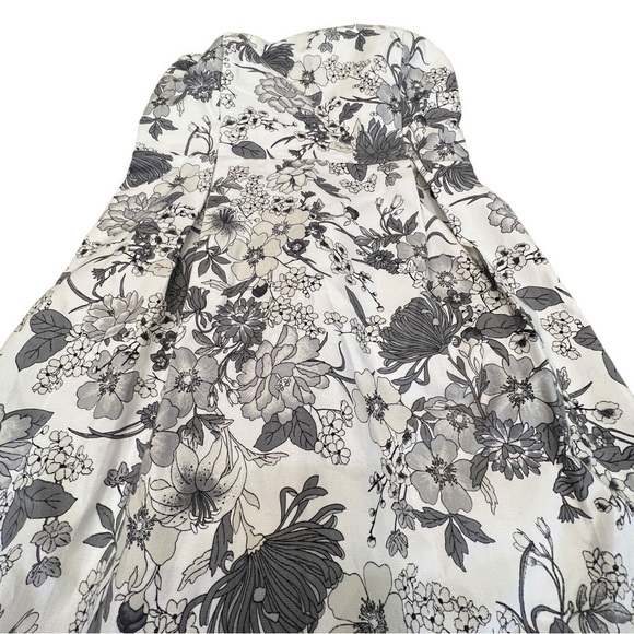 OLD NAVY Strapless Gray & White Floral Midi Party Strapless Dress, Size 6 - Picture 15 of 16